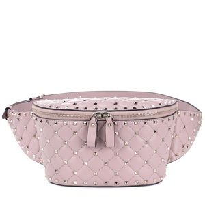 Valentino Rockstud Spike Belt Bag Water Rose